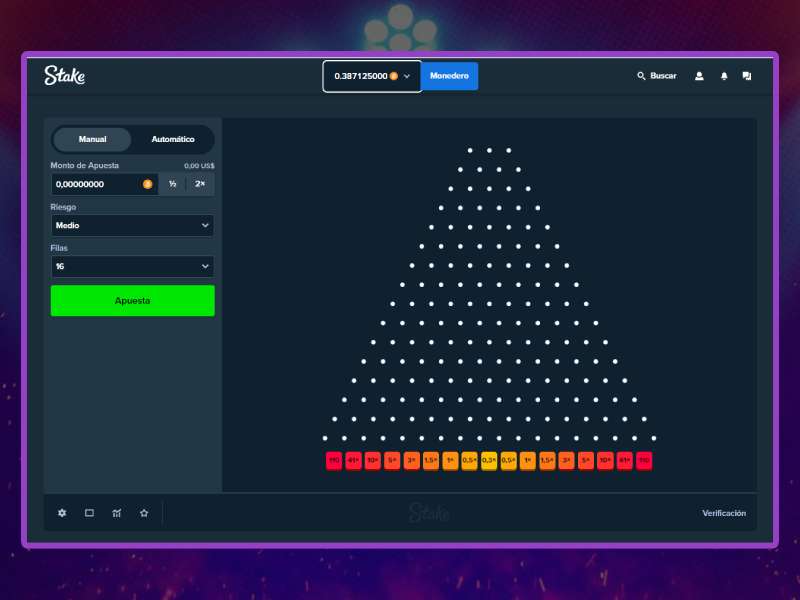 La machine à sous Plinko au casino Stake