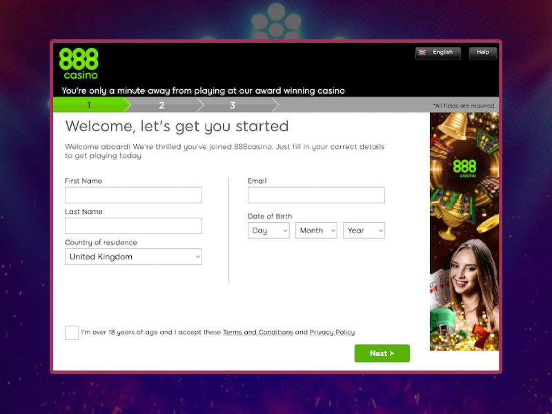 Registrazione a 888 Casino