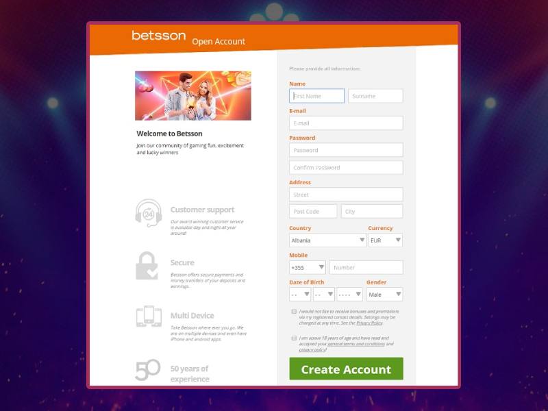 Betsson Registration